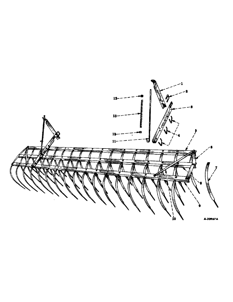 Схема запчастей Case IH INTERNATIONAL - (A-33) - REAR SECTIONS, WEEDER MULCHER, ONE SECTION 