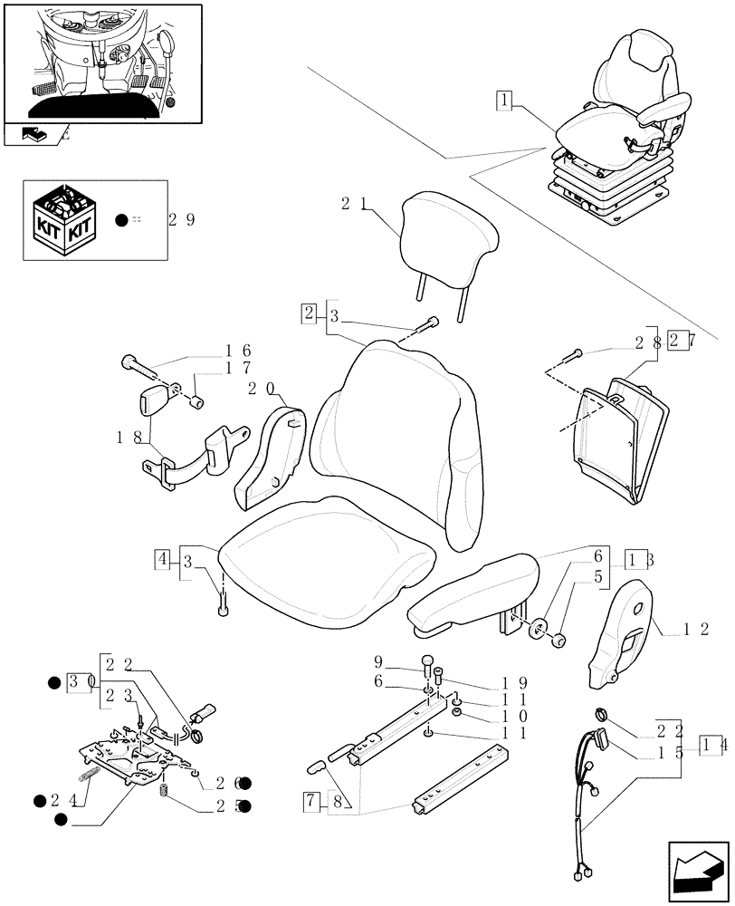 Схема запчастей Case IH PUMA 140 - (1.93.3/ B[01]) - "GRAMMER" DELUXE AIR SUSPENSION SEAT WITH HEATED CUSHIONS, W/BELTS AND W/SWITCH - BREAKDOWN (VAR.330709) (10) - OPERATORS PLATFORM/CAB