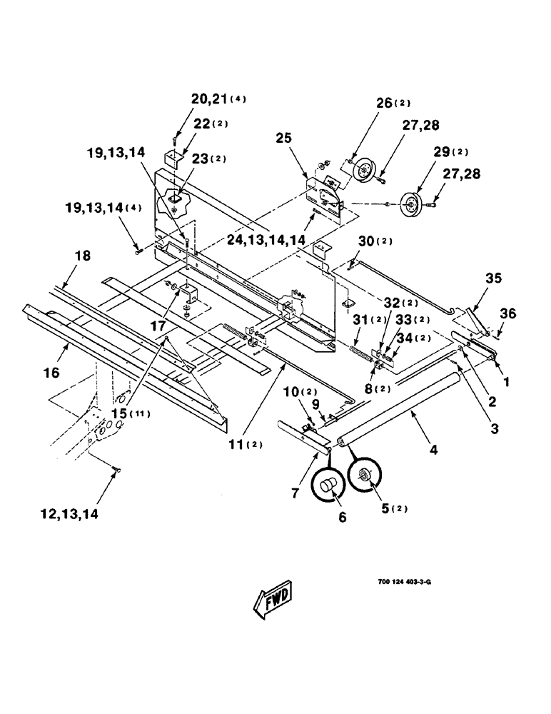 Схема запчастей Case IH 8830 - (6-14) - DRAPER FRAME ASSEMBLY, LEFT, SERIAL NUMBER CFH0030455 AND LATER, 21 FOOT ONLY (58) - ATTACHMENTS/HEADERS