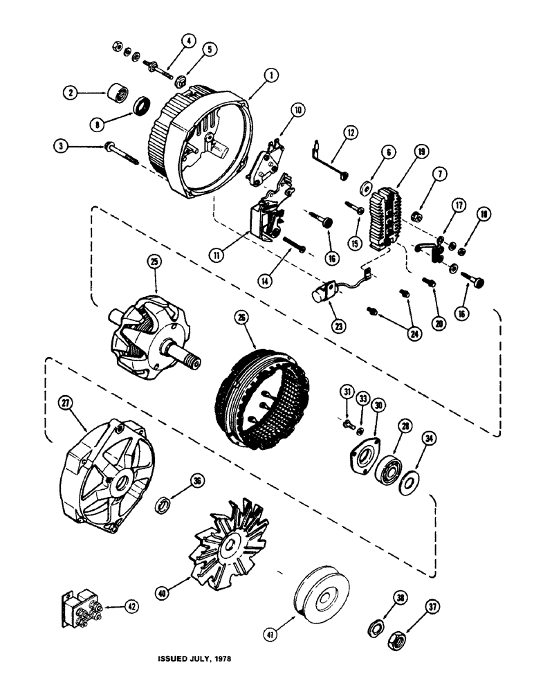 Схема запчастей Case IH 1570 - (077E) - A147239 ALTERNATOR KIT, TO CONVERT A 55 AMP ALTERNATOR SYSTEM, TO A 72 AMP ALTERNATOR SYSTEM (04) - ELECTRICAL SYSTEMS