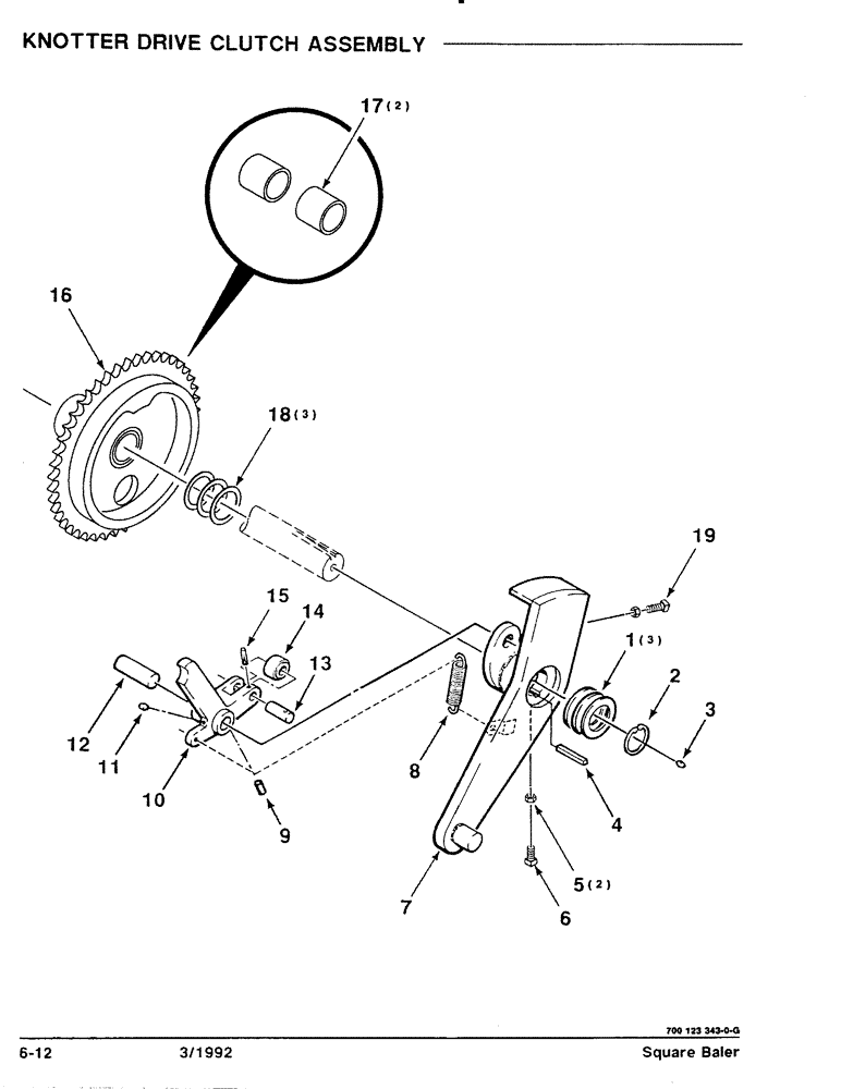 Схема запчастей Case IH 8570 - (6-12) - KNOTTER DRIVE CLUTCH ASSEMBLY (14) - BALE CHAMBER