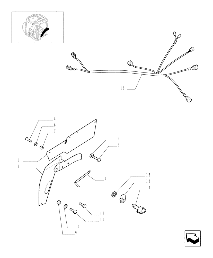 Схема запчастей Case IH MXU115 - (1.92.5/02[02]) - (VAR.239-240-512-513) REAR FENDERS - SUPPORTS AND CABLE (10) - OPERATORS PLATFORM/CAB