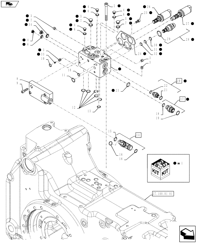 Схема запчастей Case IH PUMA 160 - (31.104.05[02]) - PTO CONTROL VALVE - D6664 (31) - IMPLEMENT POWER TAKE OFF