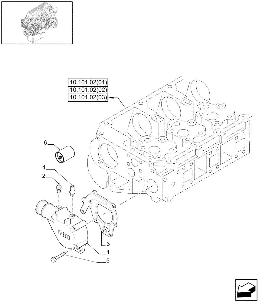 Схема запчастей Case IH 8120 - (10.402.08[02]) - TEMPERATURE CONTROL (THERMOSTAT) - 8120/8120(LA) (10) - ENGINE