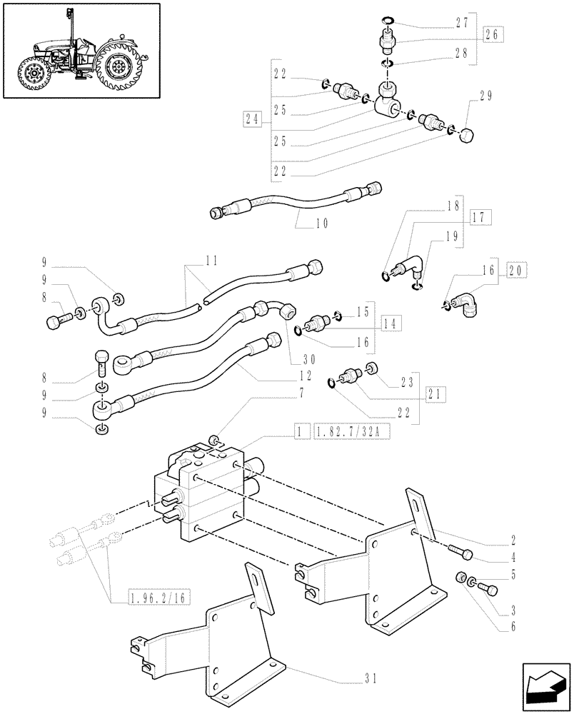 Схема запчастей Case IH MXU100 - (1.82.7/33) - (VAR.221-713) 2 CONTROL VALVES WITH MECHANICAL JOYSTICK FOR LOADER (NAR) - CONTROL VALVE AND PIPES (07) - HYDRAULIC SYSTEM