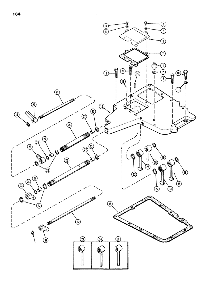 Схема запчастей Case IH 970 - (164) - GEAR SHIFT MECHANISM, COVERS AND SHAFTS, MECHANICAL SHIFT (06) - POWER TRAIN