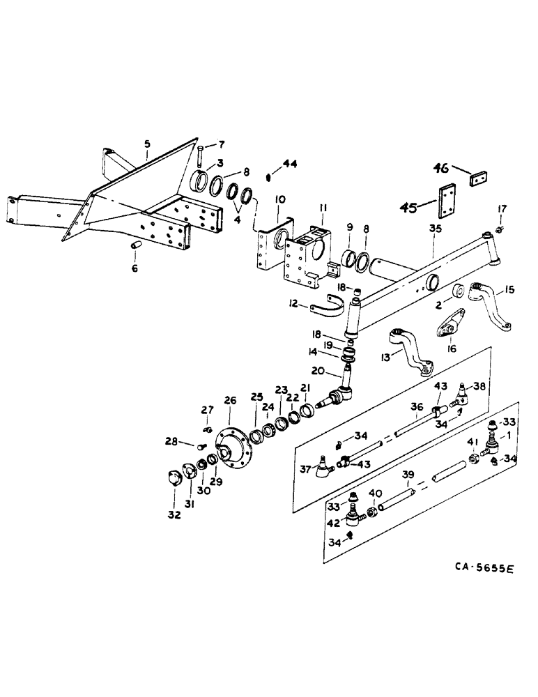 Схема запчастей Case IH 1460 - (14-002) - STEERING AXLE SUPPORT AND TIE ROD, FIXED, FOR GRAIN AND CORN Suspension