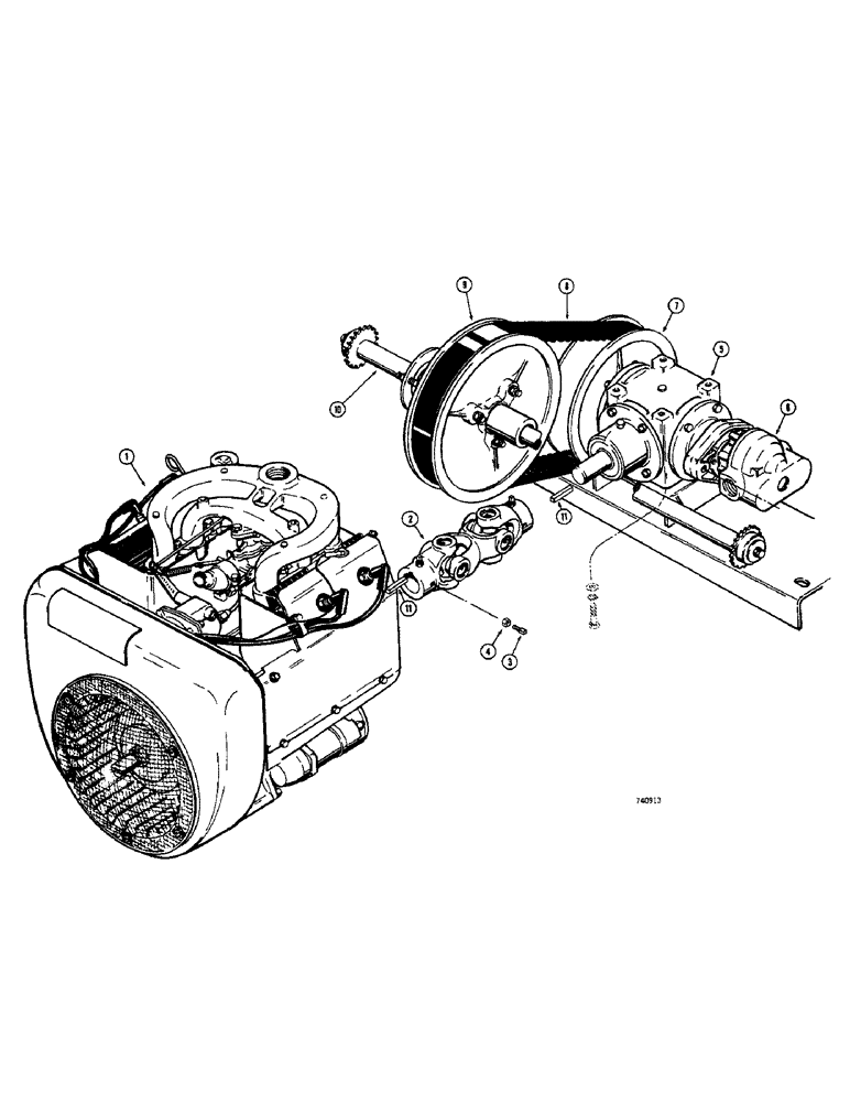 Схема запчастей Case IH 1500-SERIES - (030) - POWER TRAIN, ENGINE TO DRIVE SPROCKETS (14) - MAIN GEARBOX & DRIVE