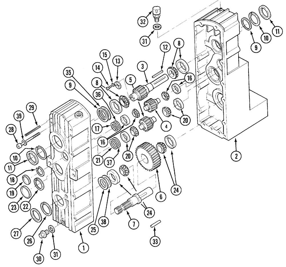 Схема запчастей Case IH MX170 - (06-33) - FRONT P.T.O. TRANSMISSION (21) - TRANSMISSION