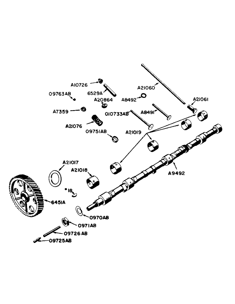 Схема запчастей Case IH 930 - (2-028) - LP-GAS ENGINE, VALVES, PUSH RODS AND CAMSHAFT, SEE PAGE 10 OF SUPPLEMENT (02) - ENGINE