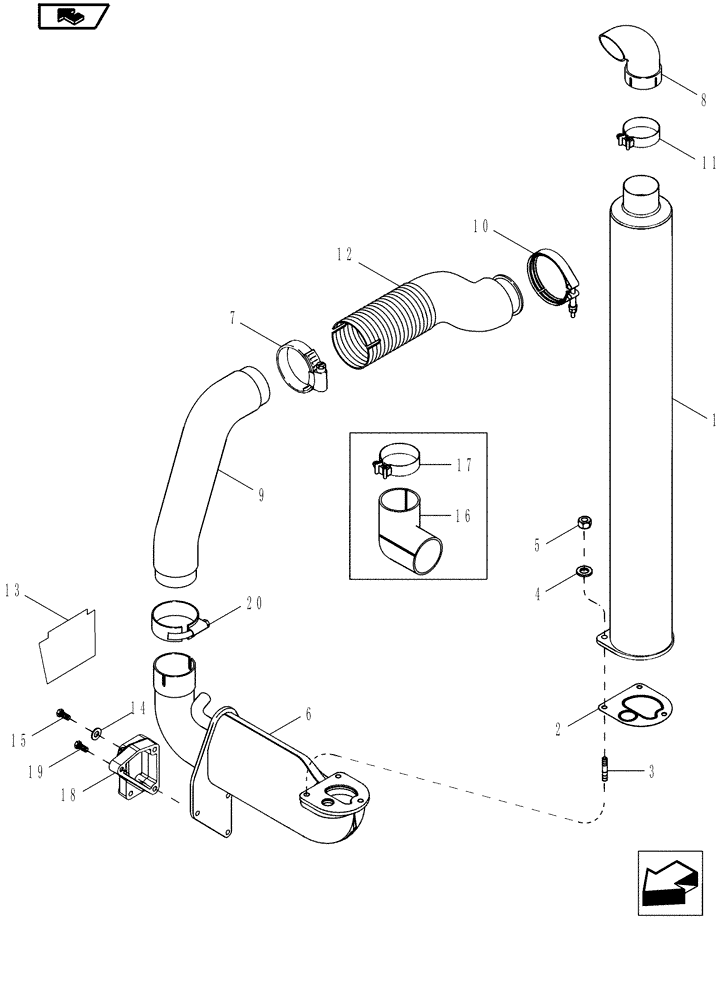 Схема запчастей Case IH MAGNUM 225 - (10.254.03) - EXHAUST SYSTEM (10) - ENGINE