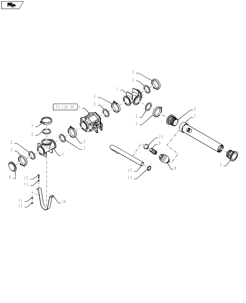 Схема запчастей Case IH 3330 - (75.120.16) - PLUMBING SUMP (75) - SOIL PREPARATION