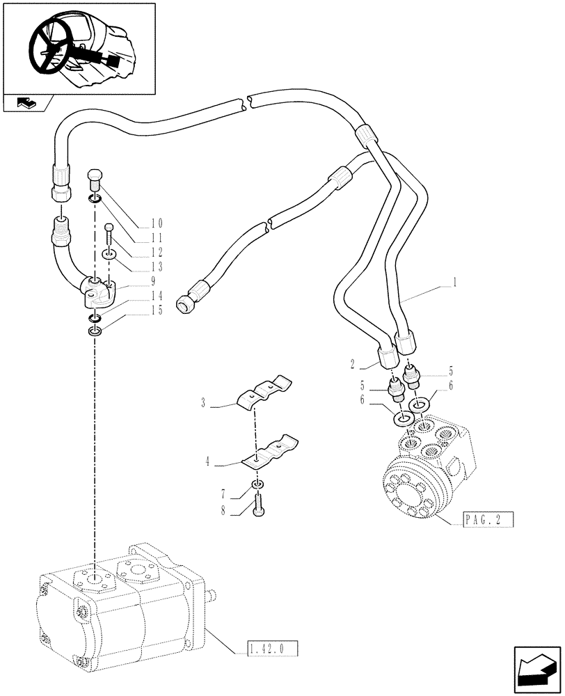 Схема запчастей Case IH FARMALL 75C - (1.92.63[03]) - POWER STEERING PIPES (10) - OPERATORS PLATFORM/CAB