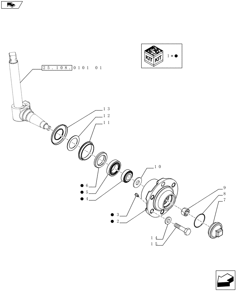 Схема запчастей Case IH FARMALL 75C - (25.108.0101[02]) - 2WD FRONT AXLE - HUB (VAR.330581) (25) - FRONT AXLE SYSTEM