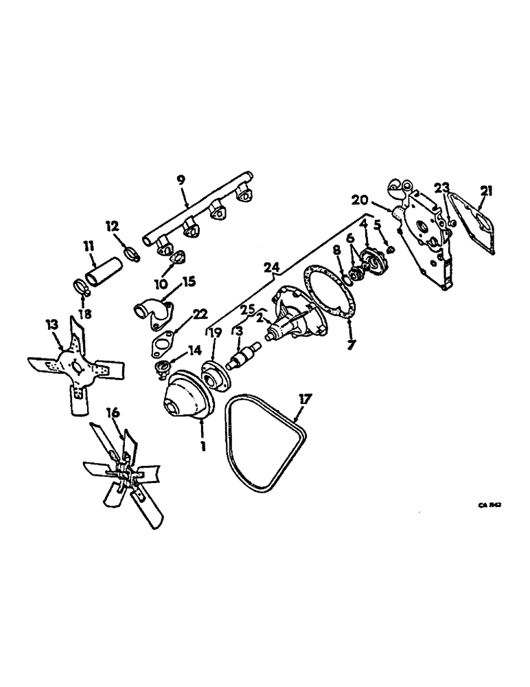 Схема запчастей Case IH 674 - (12-22) - THERMOSTAT AND WATER PUMP Power