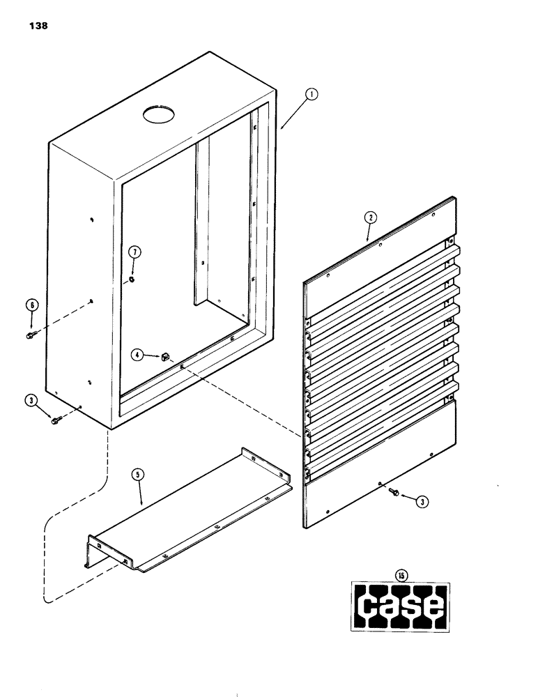 Схема запчастей Case IH 504D - (138) - ENCLOSURE, RADIATOR SHELL, B, C (90) - PLATFORM, CAB, BODYWORK AND DECALS