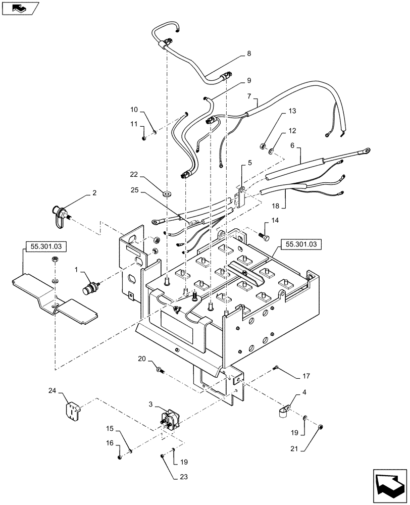 Схема запчастей Case IH QUADTRAC 450 - (55.100.01[01]) - BATTERY CABLES - QUADTRAC (55) - ELECTRICAL SYSTEMS