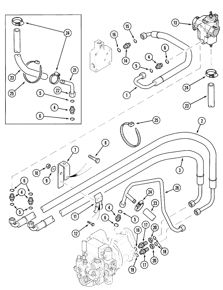 Схема запчастей Case IH 5220 - (8-26) - HYDRAULIC, INPUT CONTROL LINES (08) - HYDRAULICS