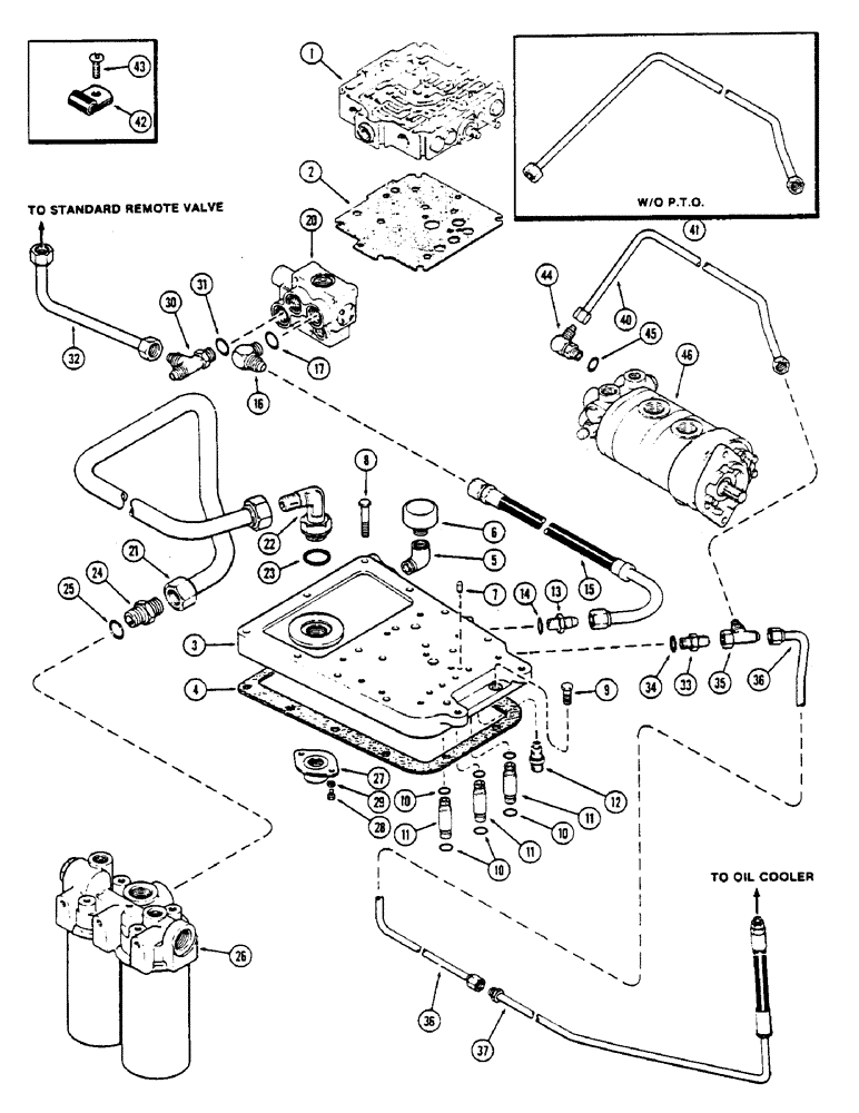 Схема запчастей Case IH 2670 - (284) - TRANSMISSION TOP COVER AND LINES, FIRST USED TRANSMISSION SERIAL NUMBER 10025257 (08) - HYDRAULICS