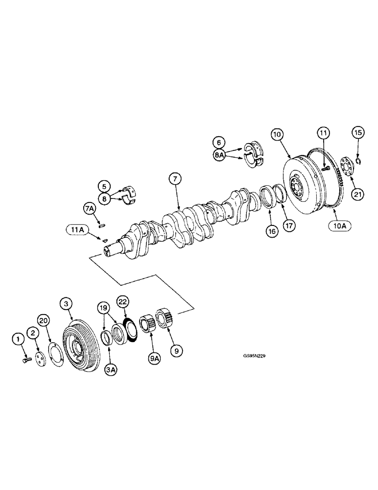 Схема запчастей Case IH D-360 - (9B-08) - CRANKSHAFT, FLYWHEEL AND BEARINGS 