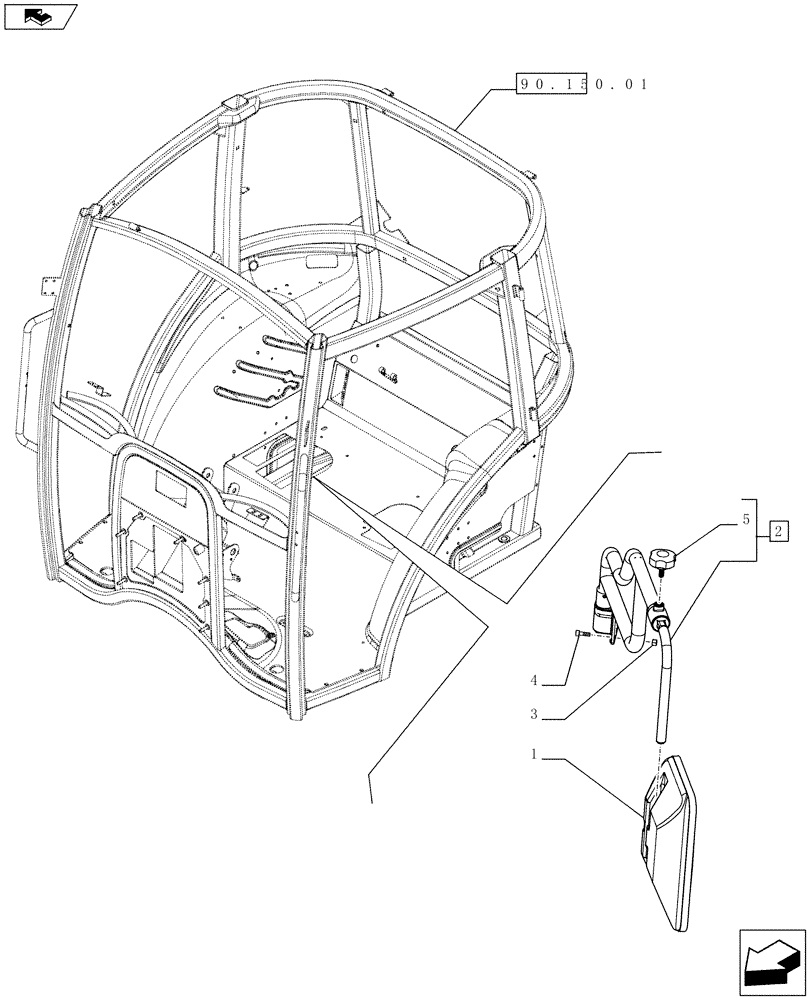 Схема запчастей Case IH FARMALL 75C - (88.120.0201) - TELESCOPIC REAR MIRROR - ISO - W/CAB (VAR.330879) (88) - ACCESSORIES