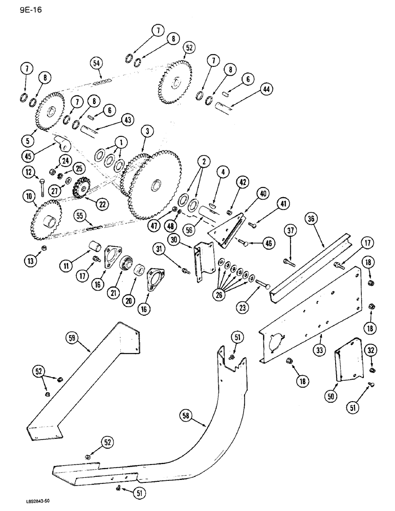 Схема запчастей Case IH 1640 - (9E-16) - GRAIN TANK UNLOADER CHAIN DRIVE (17) - GRAIN TANK & UNLOADER