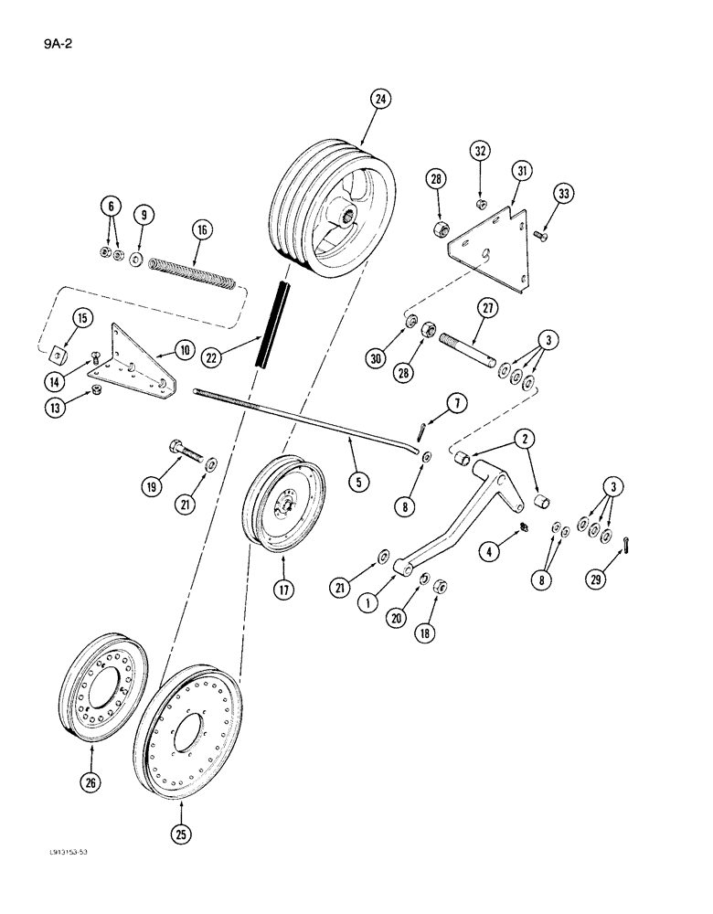 Схема запчастей Case IH 1640 - (9A-02) - BELT DRIVE - FAN JACKSHAFT (13) - FEEDER