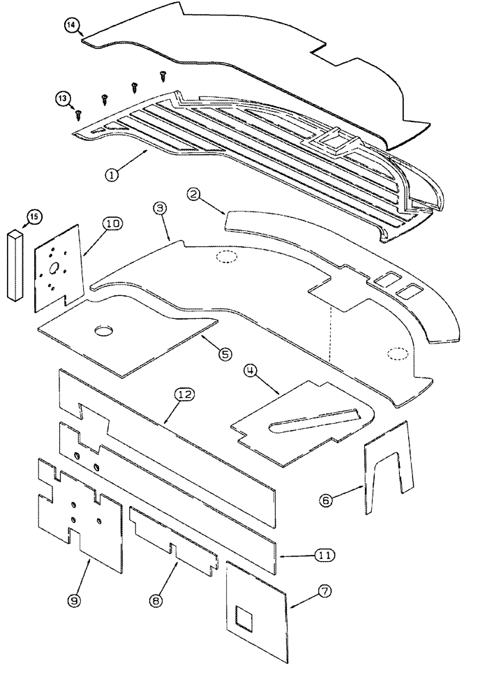 Схема запчастей Case IH CPX610 - (09E-05) - CAB FLOOR MAT AND INSULATION (10) - CAB & AIR CONDITIONING