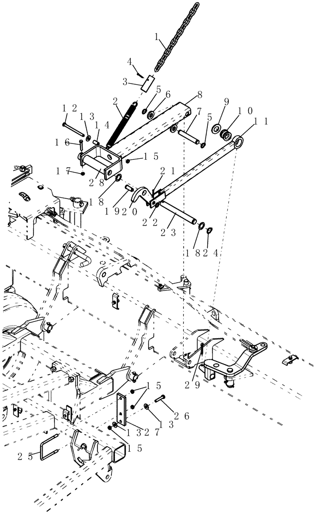 Схема запчастей Case IH 800 - (39.100.36) - BOOM, LATCH ARM (50) (39) - FRAMES AND BALLASTING