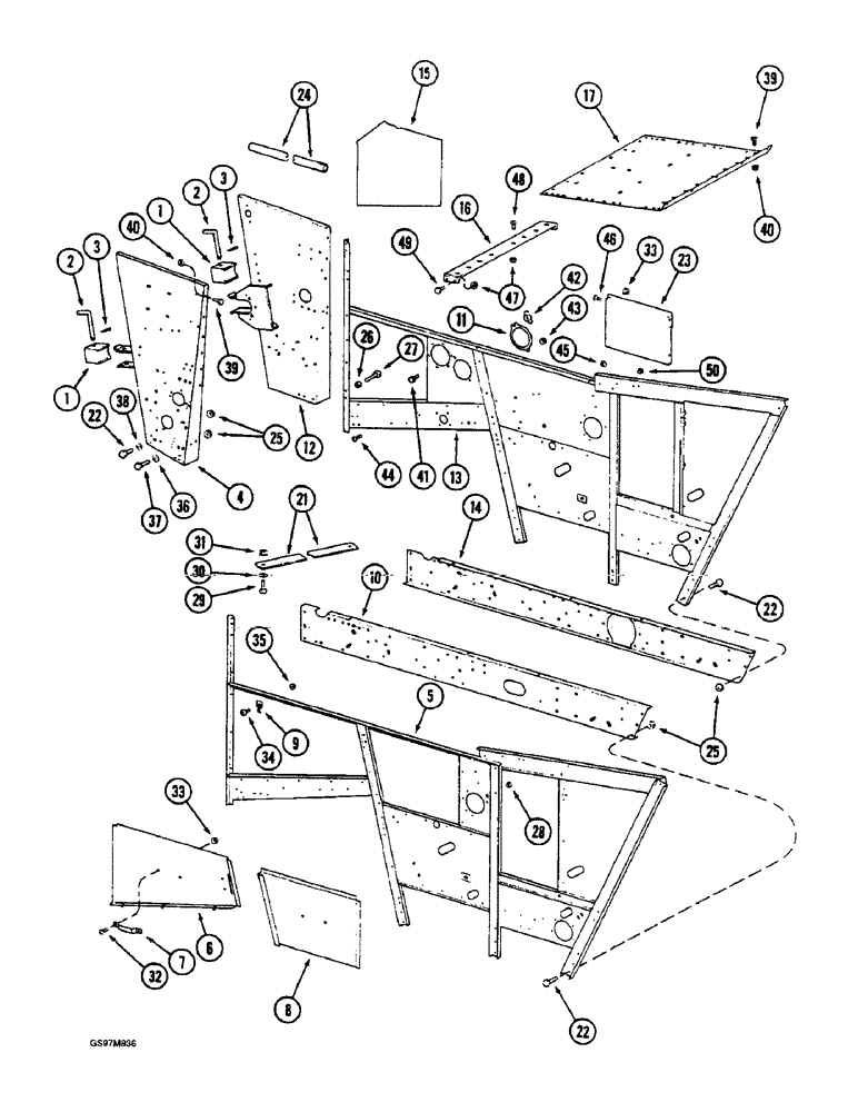 Схема запчастей Case IH 1660 - (9H-06) - SEPARATOR DOORS, SIDES AND SUPPORTS (12) - CHASSIS