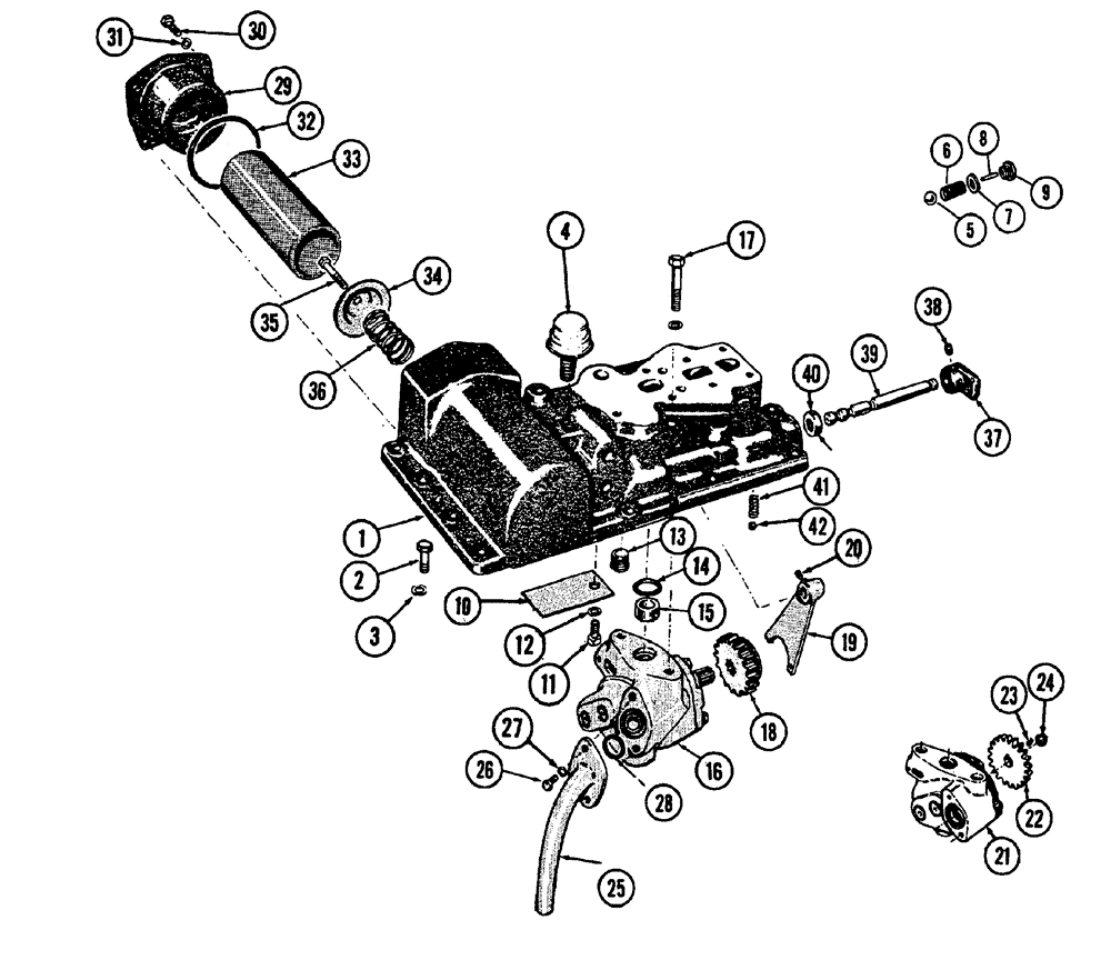 Схема запчастей Case IH 630 - (115) - HYDRAULIC PUMP AND ADAPTER DRY CLUTCH DRIVE (08) - HYDRAULICS