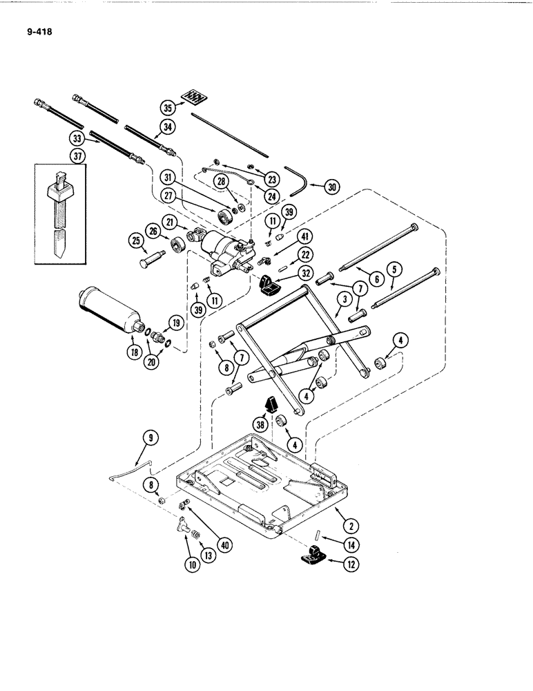 Схема запчастей Case IH 4494 - (9-418) - SEAT, AIR/OIL SUSPENSION, PRIOR TO P.I.N. 8866221 (09) - CHASSIS/ATTACHMENTS