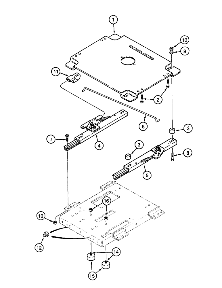 Схема запчастей Case IH 8920 - (9-044) - STANDARD AIR SUSPENSION SEAT, MOUNTING PLATE AND SLIDES (09) - CHASSIS/ATTACHMENTS