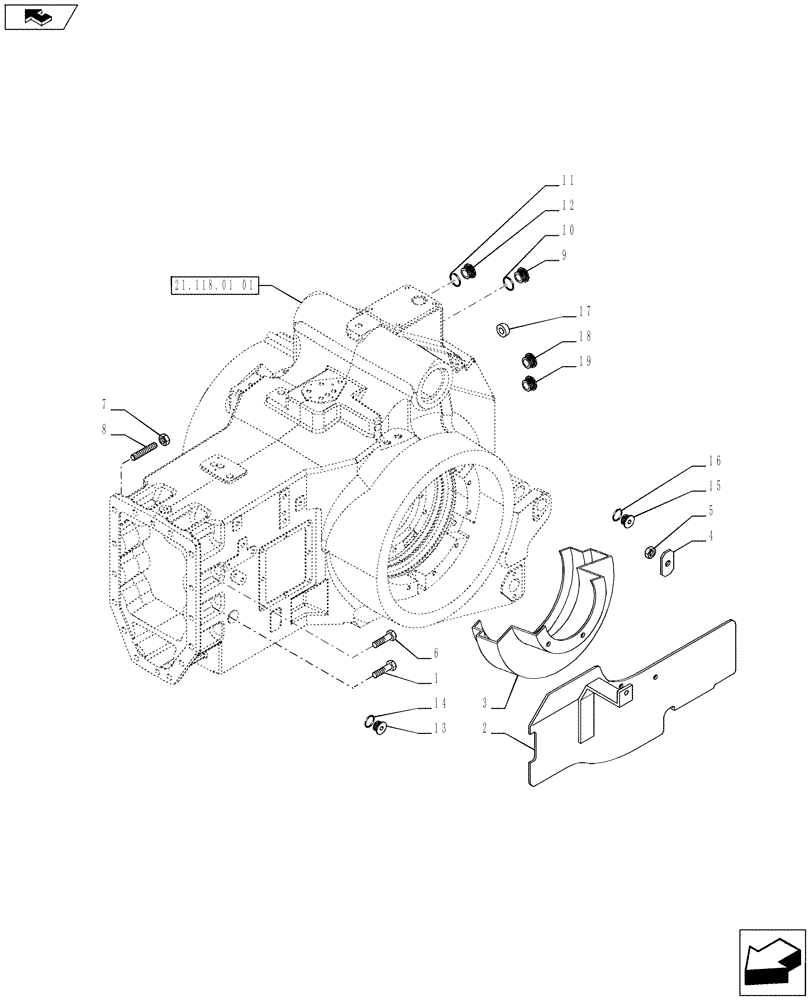 Схема запчастей Case IH PUMA 185 - (21.118.01[03]) - CENTRAL HOUSING / TRANSMISSION BOX (21) - TRANSMISSION