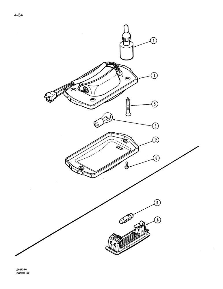 Схема запчастей Case IH 1620 - (4-34) - DOME LIGHT ASSEMBLY (06) - ELECTRICAL