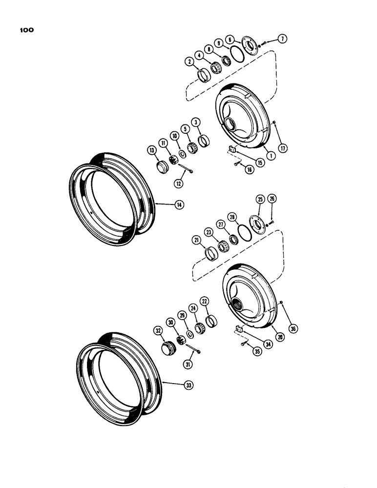 Схема запчастей Case IH 930-SERIES - (100) - CAST WHEELS WITH PLAIN HUB, FRONT WHEELS (06) - POWER TRAIN