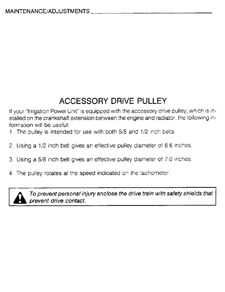 Схема запчастей Case IH 6830T - (1-39) - MAINTENANCE, ADJUSTMENTS, ACCESSORY DRIVE PULLEY 
