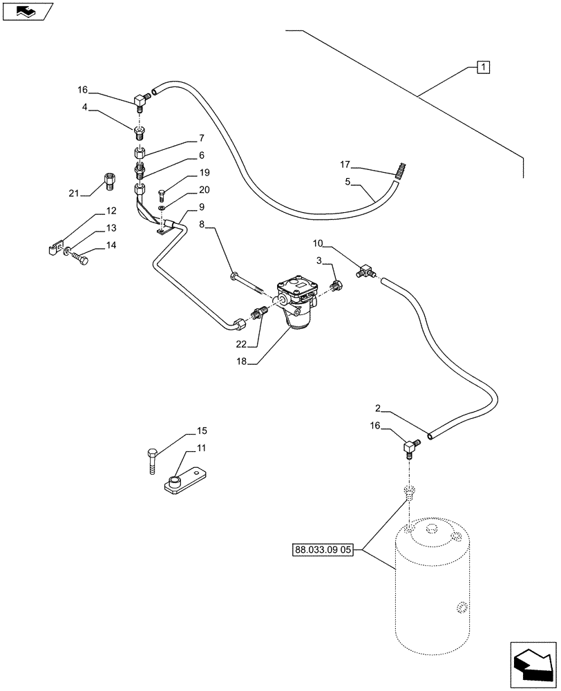 Схема запчастей Case IH PUMA 200 - (88.033.09[10]) - DIA KIT - PNEUMATIC TRAILER BRAKE (UNIVERSAL) - PIPES (88) - ACCESSORIES