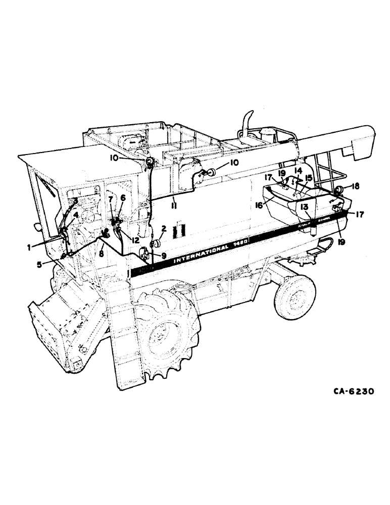 Схема запчастей Case IH 1480 - (08-09) - ELECTRICAL, WIRING DIAGRAM, LEFT TURN, GRAIN TANK, UNLOADER, REAR LIGHTS & FUEL PUMP S/N 24000&BELOW (06) - ELECTRICAL