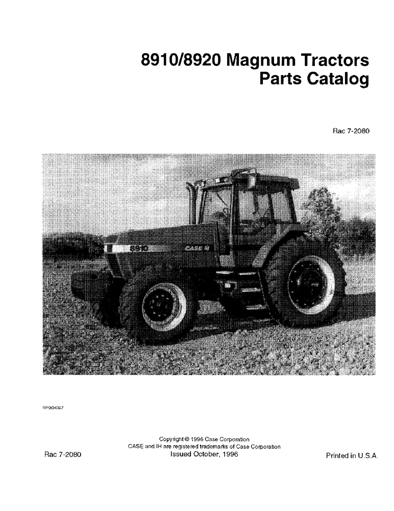 Схема запчастей Case IH 8910 - (1-001) - 8910/8920 MAGNUM TRACTORS (00) - PICTORIAL INDEX