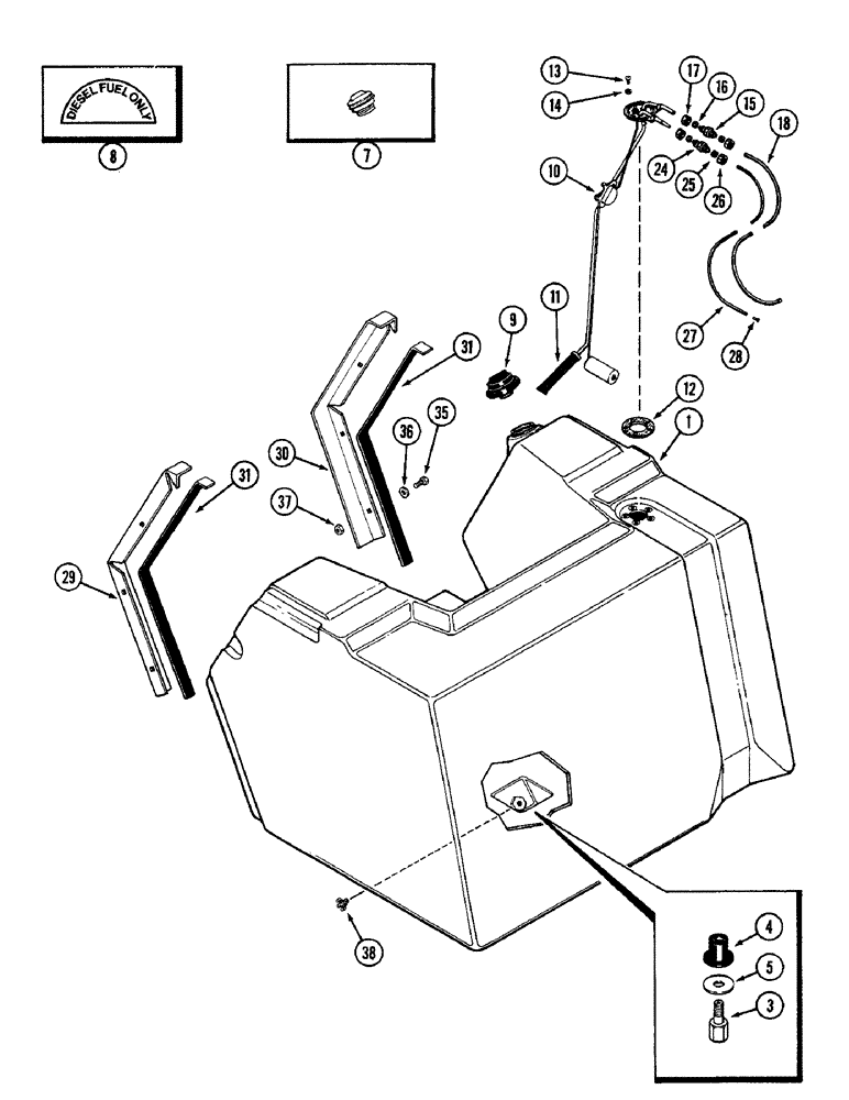 Схема запчастей Case IH 2096 - (3-052) - FUEL TANK AND LINES, 6TA-590 DIESEL ENGINE (03) - FUEL SYSTEM