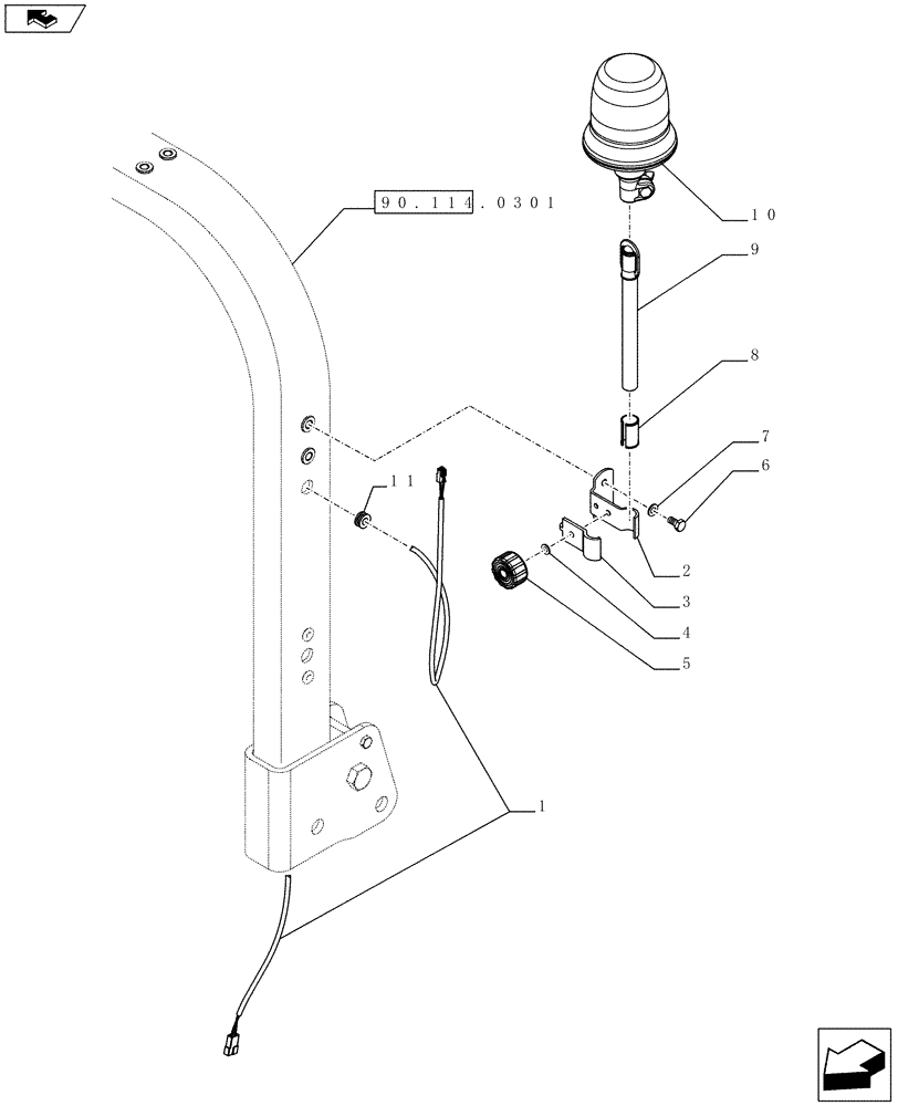 Схема запчастей Case IH FARMALL 75C - (55.514.0101) - ROTATING BEACON - ISO - L/CAB (VAR.331916-334916 / 743586) (55) - ELECTRICAL SYSTEMS