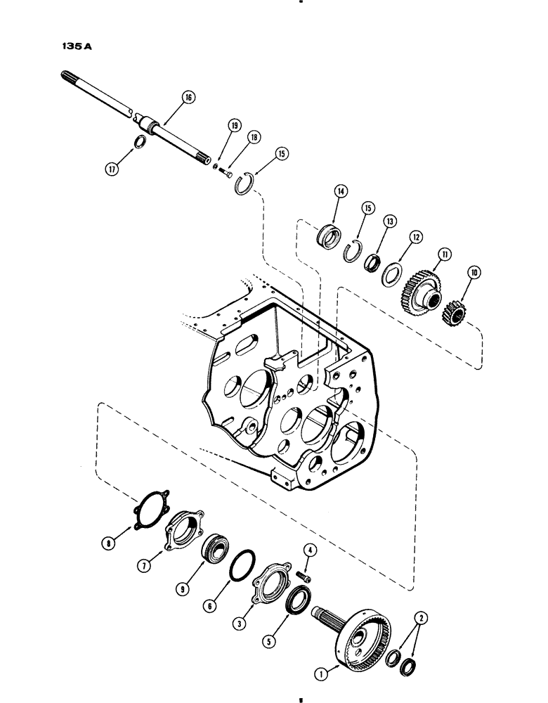 Схема запчастей Case IH 730 SERIES - (135A) - RANGE AND P.T.O SHAFTS, TORQUE CONVERTER (06) - POWER TRAIN