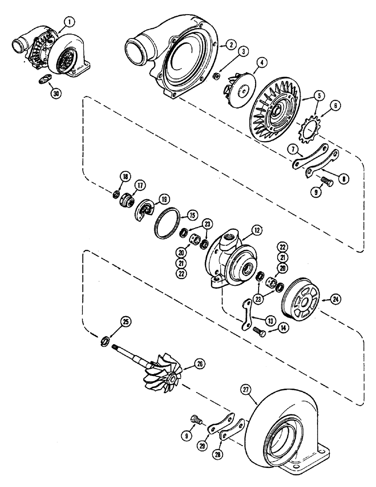 Схема запчастей Case IH 2470 - (030) - TURBOCHARGER ASSEMBLY, 504BDT DIESEL ENGINE (02) - ENGINE