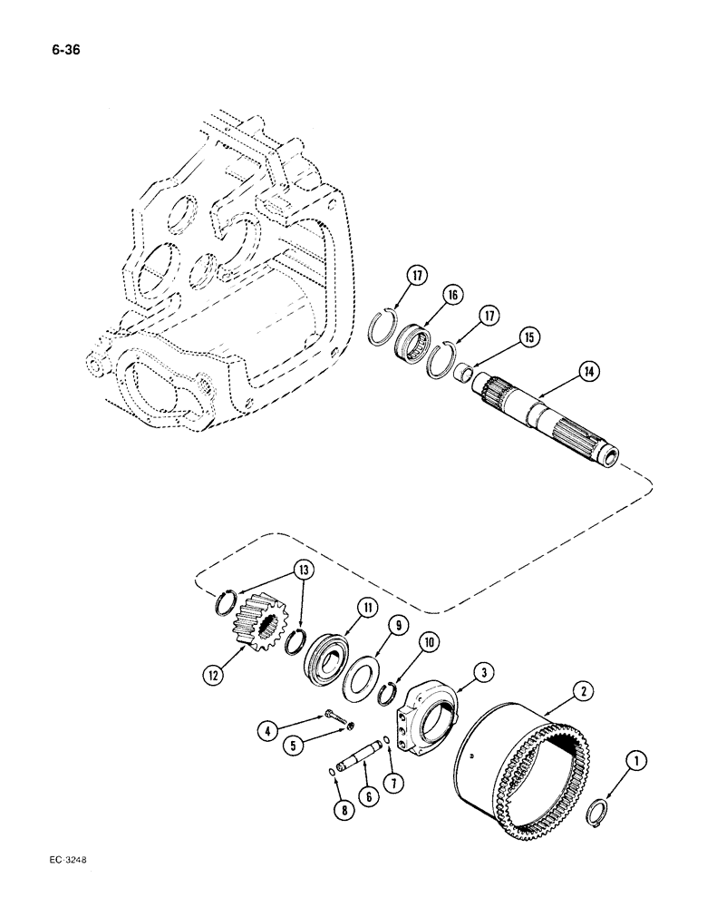 Схема запчастей Case IH 1896 - (6-36) - POWER SHIFT TRANSMISSION, PLANETARY OUTPUT (06) - POWER TRAIN