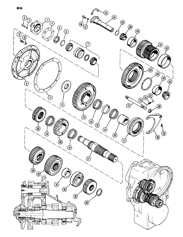 Схема запчастей Case IH 1200 - (086) - TRANSMISSION MAIN AND INTERMEDIATE SHAFT (06) - POWER TRAIN