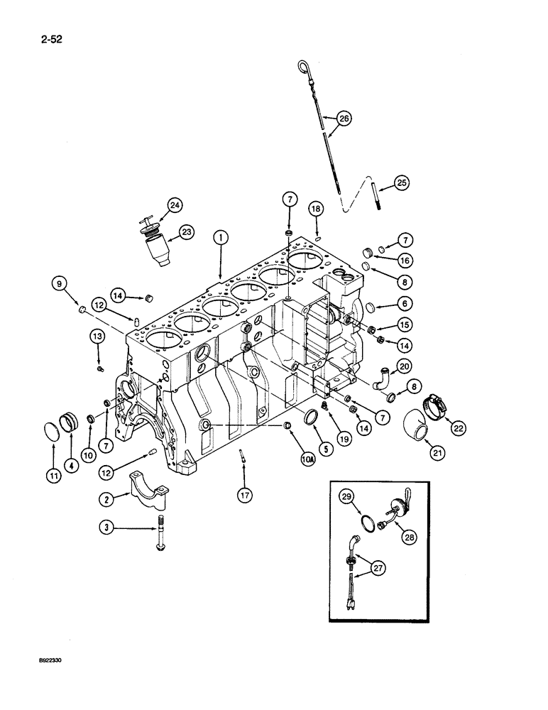 Схема запчастей Case IH 9240 - (2-052) - CYLINDER BLOCK, 6TA-830 ENGINE, PRIOR TO ENGINE SERIAL NUMBER 44706126 (02) - ENGINE