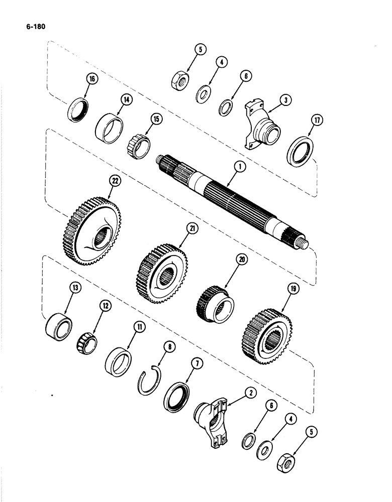 Схема запчастей Case IH 4894 - (6-180) - TRANSMISSION OUTPUT SHAFT (06) - POWER TRAIN