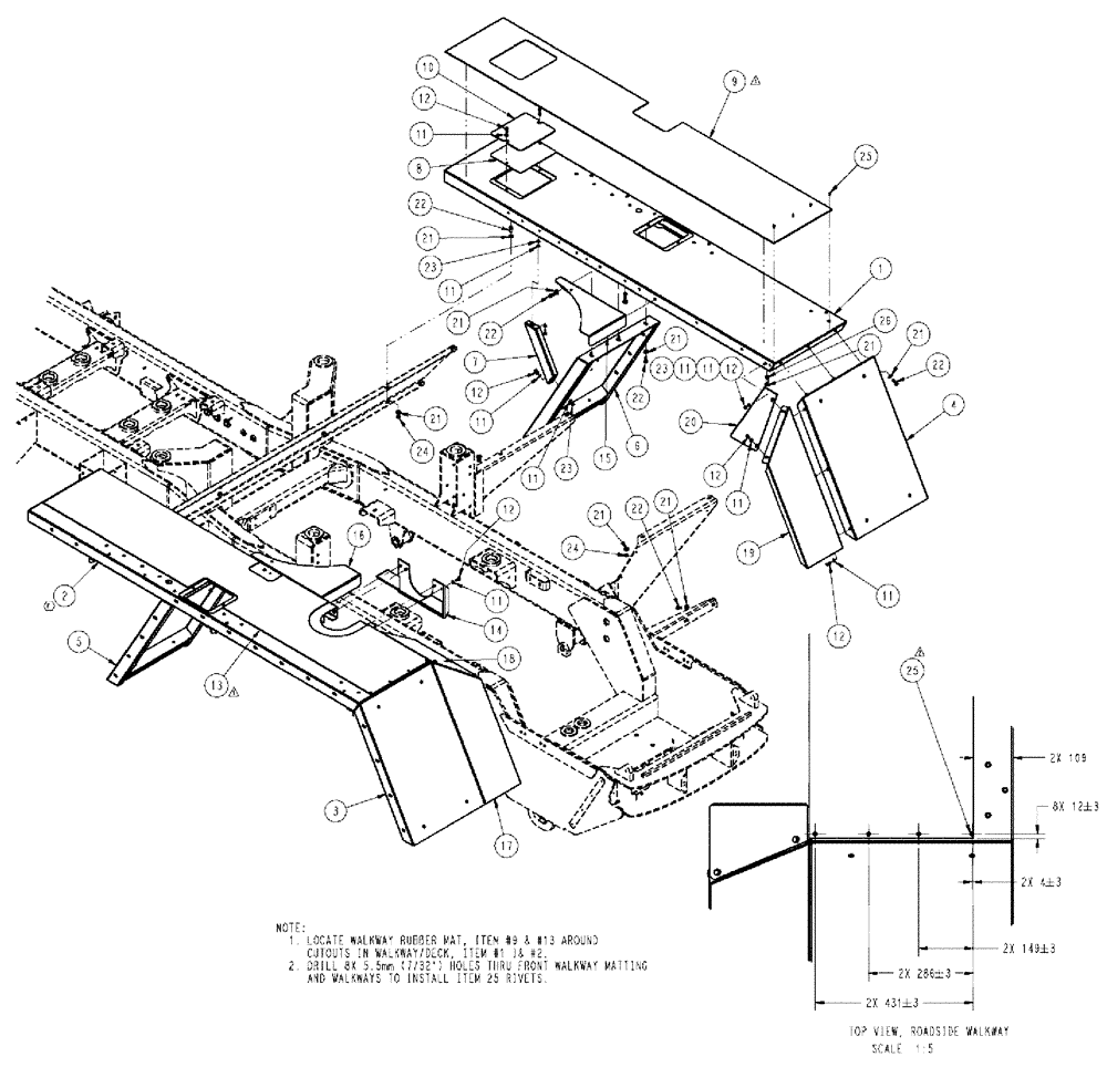 Схема запчастей Case IH TITAN 4020 - (04-018) - WALKWAY GROUP Frame & Suspension