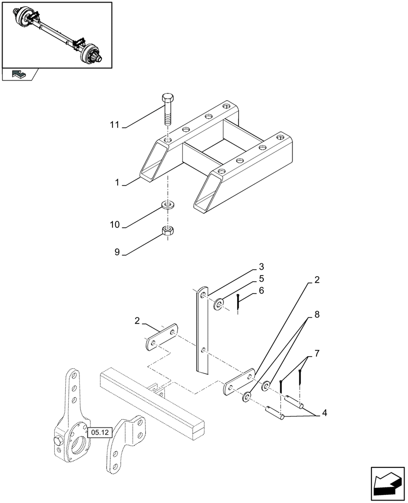 Схема запчастей Case IH LBX332R - (05.14[01]) - AXLE, FIXING PARTS (05) - AXLE